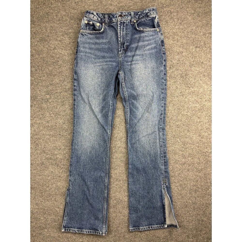Rails The Sunset Jeans Women's 25 High Rise Flare Leg Slit Light Blue Denim